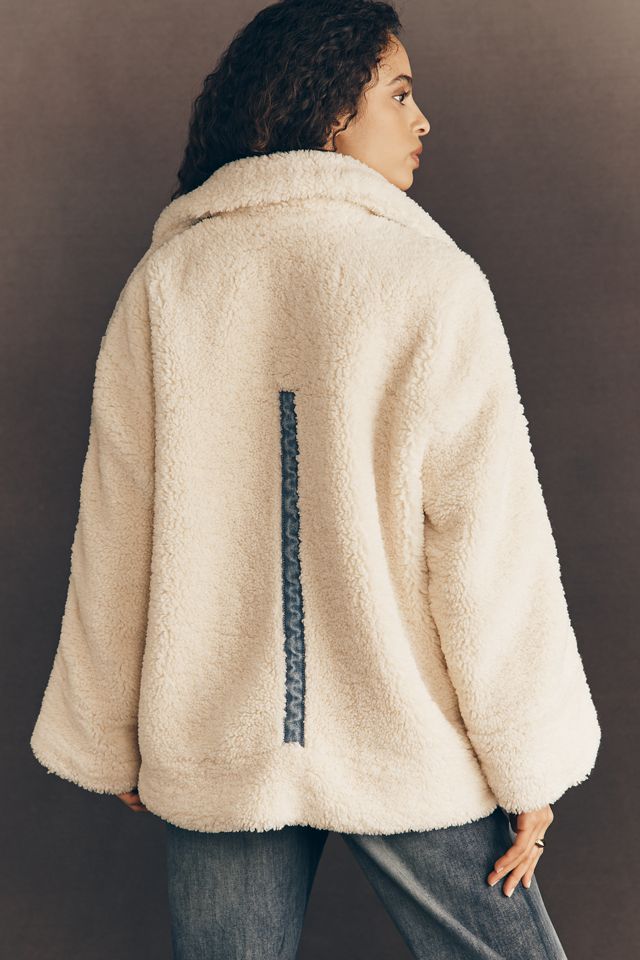 Pilcro Sherpa Denim Mixed Utility Jacket | Anthropologie
