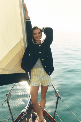 Maeve Wool Blend Nautical Bomber Jacket | Anthropologie