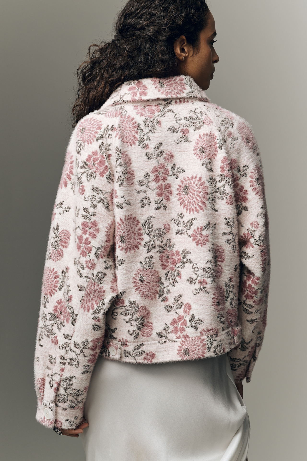 By Anthropologie Knit Floral Utility Jacket