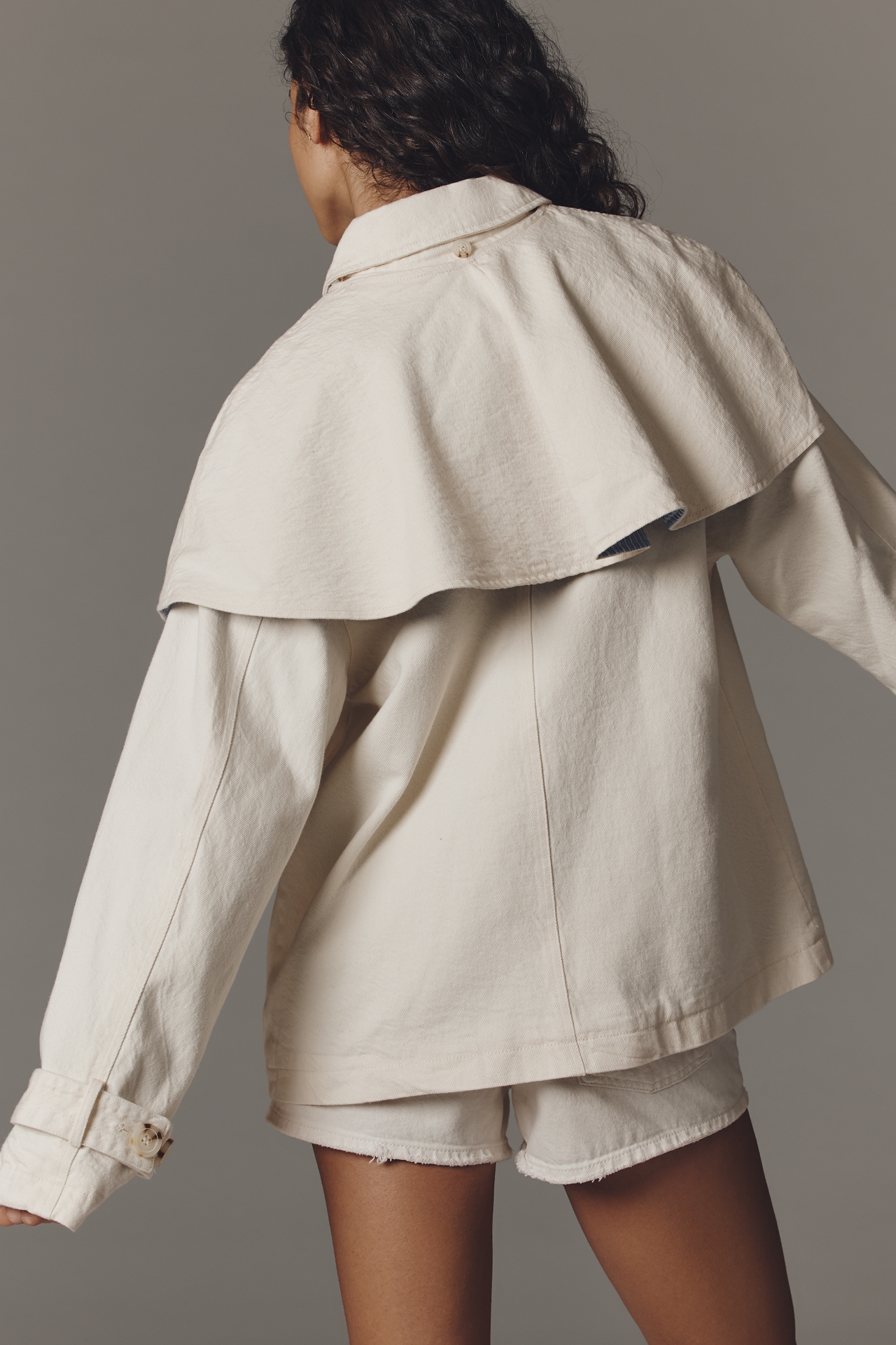 Maeve Sailor Collar Cotton Trench Coat