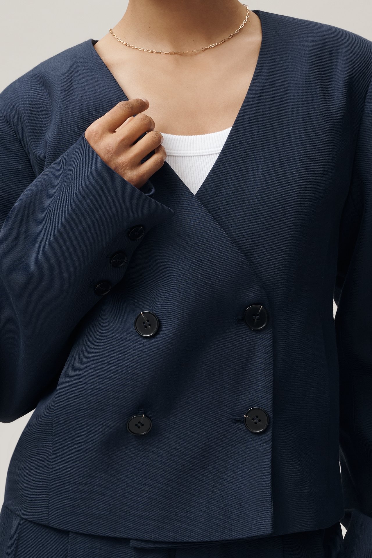 Maeve Collarless Cropped Blazer