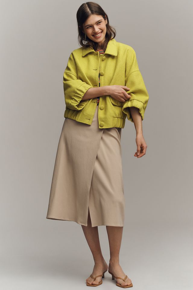 Maeve Wool Blend Boucle Bomber Jacket #1