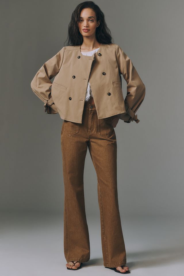 Maeve Double-Breasted Crop Trench Coat #2