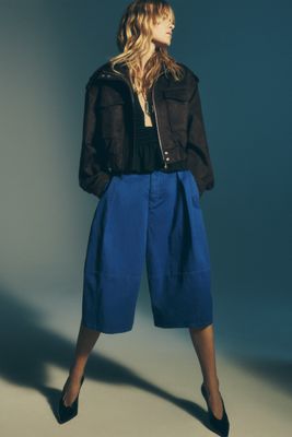 Pilcro Faux-Suede Utility Bomber Jacket
