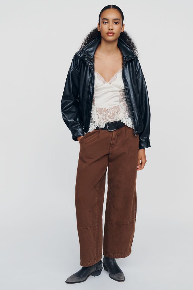Pilcro Funnel-Neck Faux-Leather Bomber Jacket #2