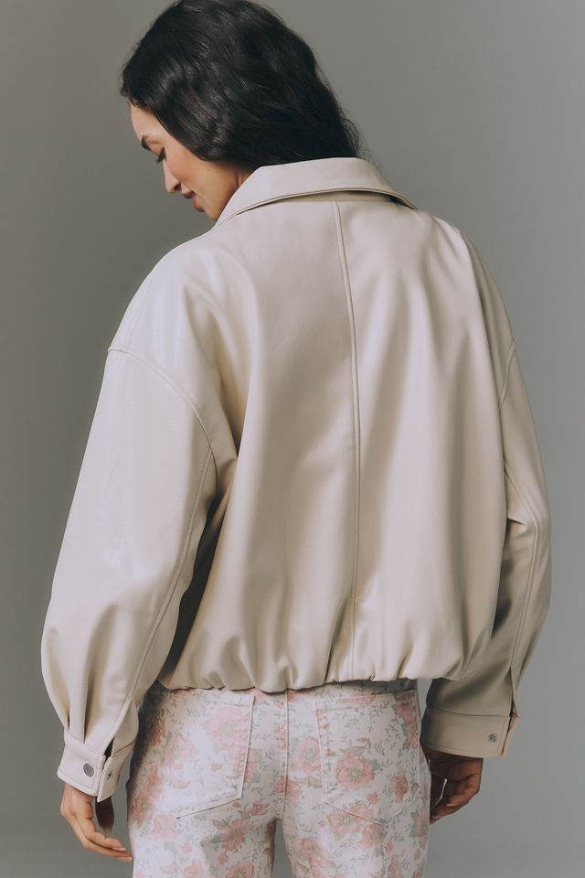 Pilcro Funnel-Neck Faux-Leather Bomber Jacket #2