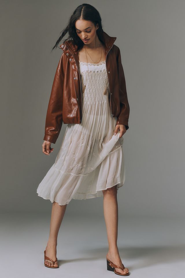 Pilcro Funnel-Neck Faux-Leather Bomber Jacket #2