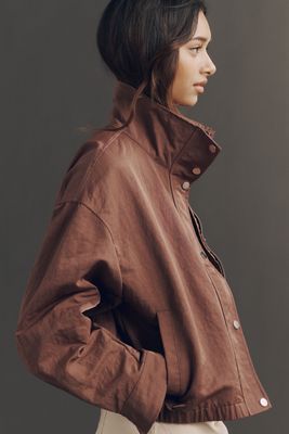 Pilcro Nylon Funnel-Neck Bomber Jacket