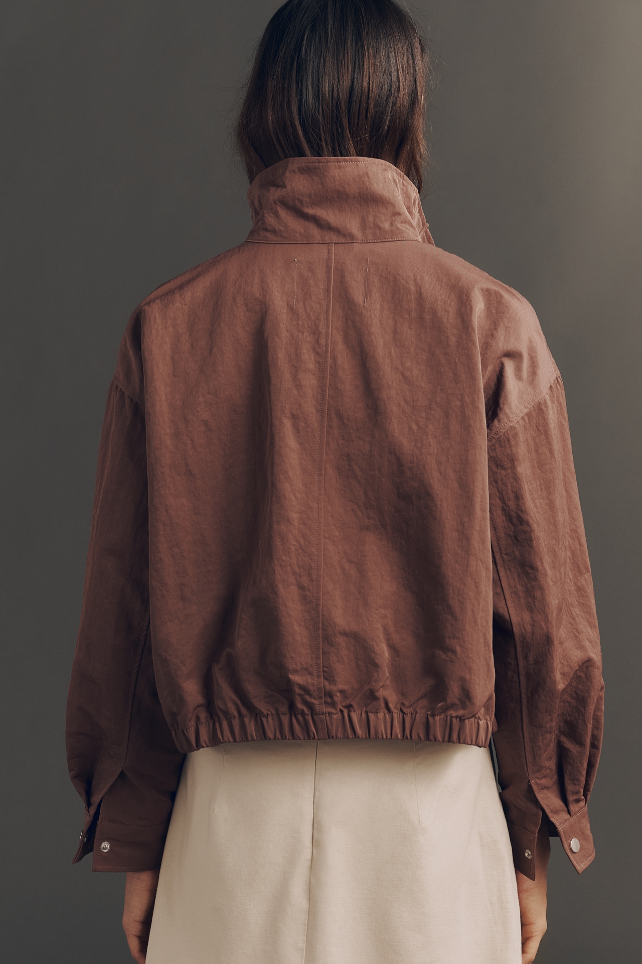 Pilcro Nylon Funnel-Neck Bomber Jacket