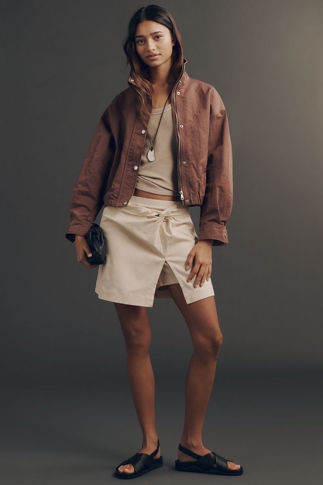 Pilcro Nylon Funnel-Neck Bomber Jacket | Anthropologie