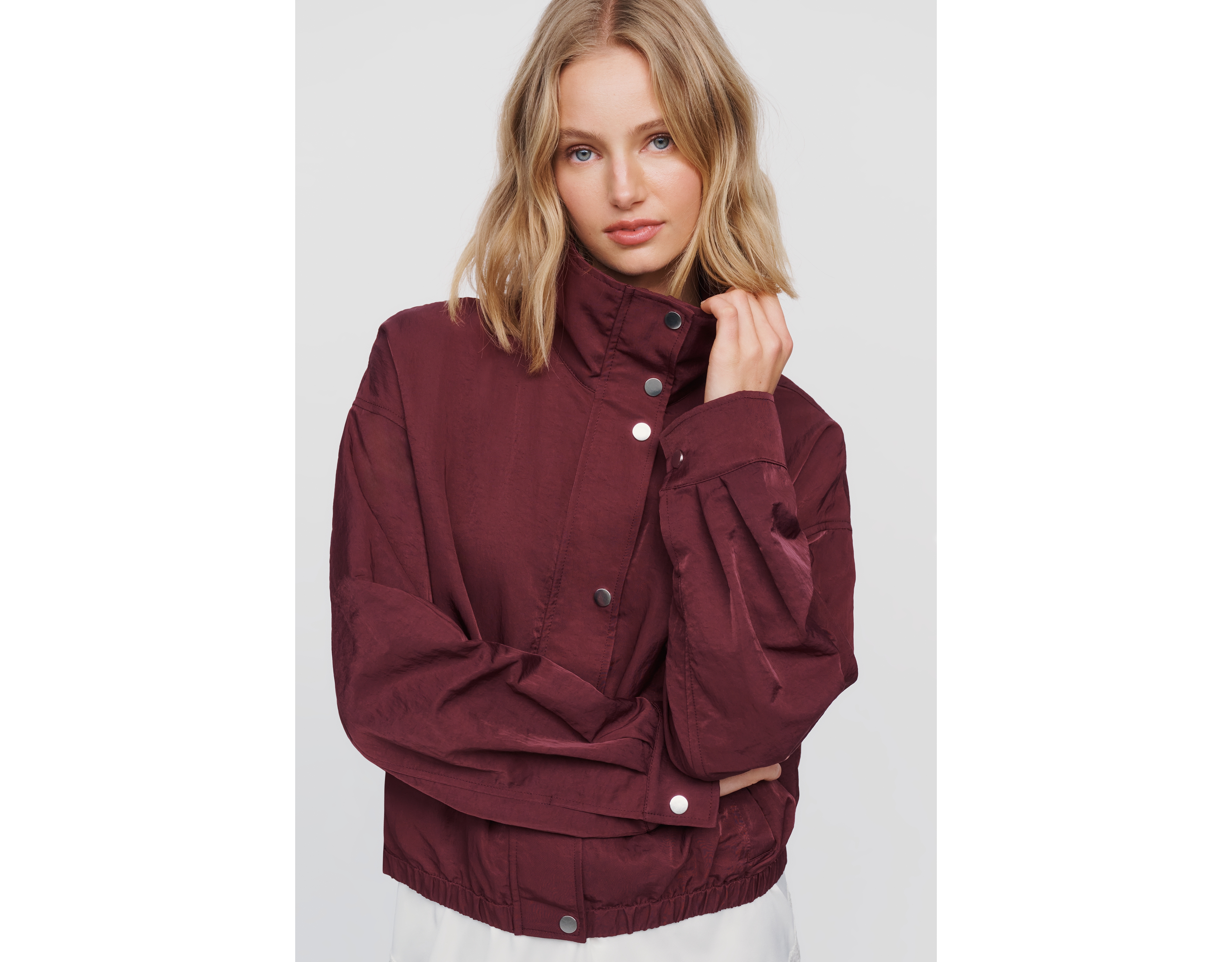 Pilcro Cohen Nylon Funnel Neck Bomber Jacket
