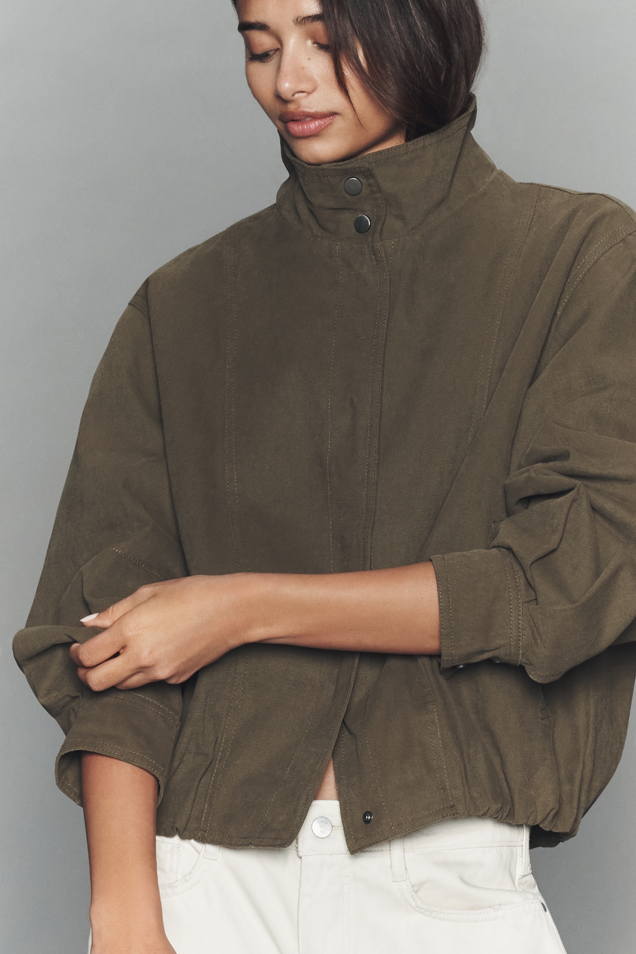 Pilcro 100% Cotton Bubble-Hem Utility Jacket