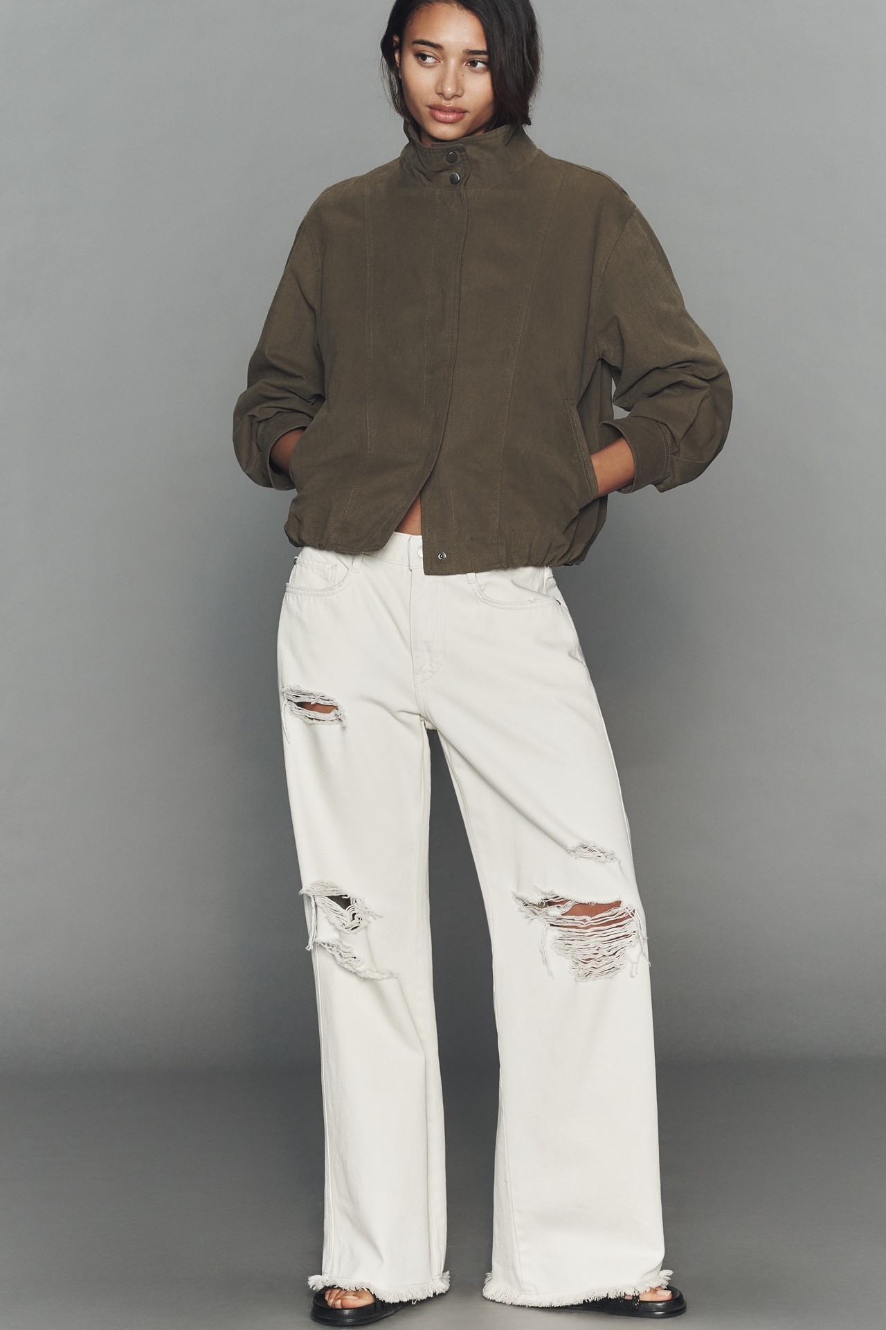 Pilcro 100% Cotton Bubble-Hem Utility Jacket