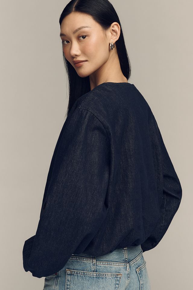 Pilcro Cotton Denim Collarless Jacket #1