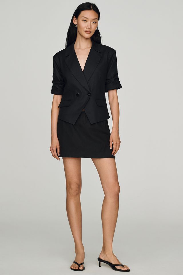 By Anthropologie Linen Scrunched Sleeve Blazer #1