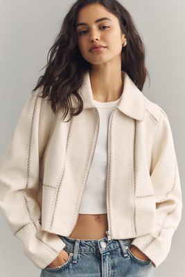 Freya Faux Leather Whip-Stitch Swing Jacket | Anthropologie