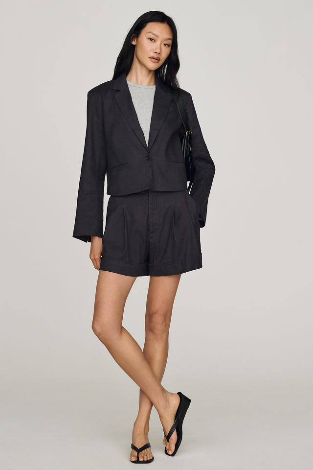 Blazer court extensible en mélange de lin #2