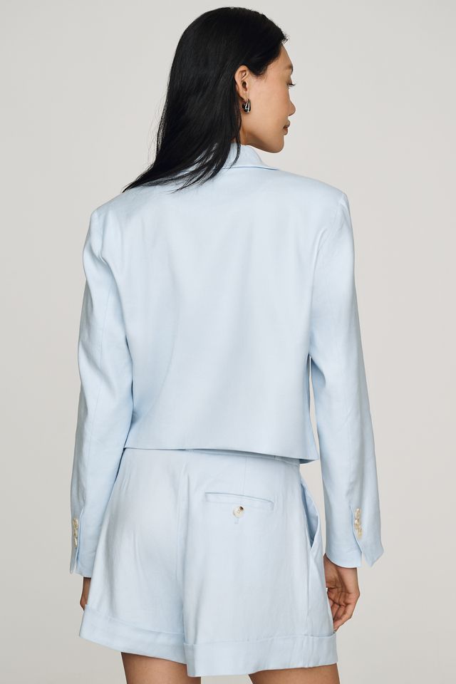 European Linen Stretch Crop Blazer #3