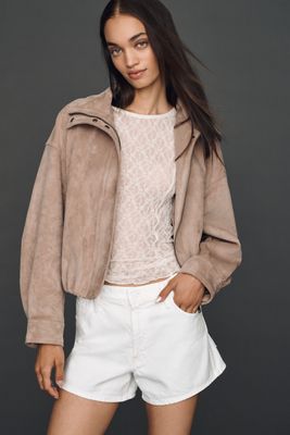 Chaqueta de Cuello Embudo de Ante Sintético Maeve