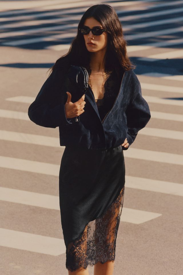 Maeve Imara Faux-Suede Funnel-Neck Jacket #1