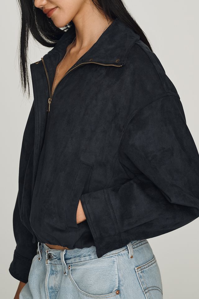 Maeve Imara Faux-Suede Funnel-Neck Jacket #1