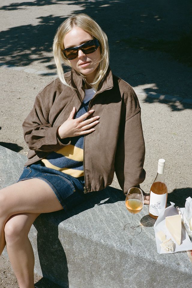 Maeve Imara Faux-Suede Funnel-Neck Jacket #1
