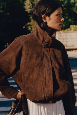 Maeve Imara Faux Suede Funnel Neck Jacket - Anthropologie
