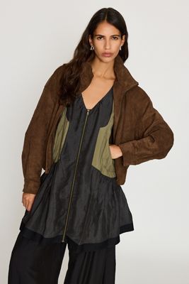 Maeve Kunstwildleder-Trichter-Kragen-Jacke