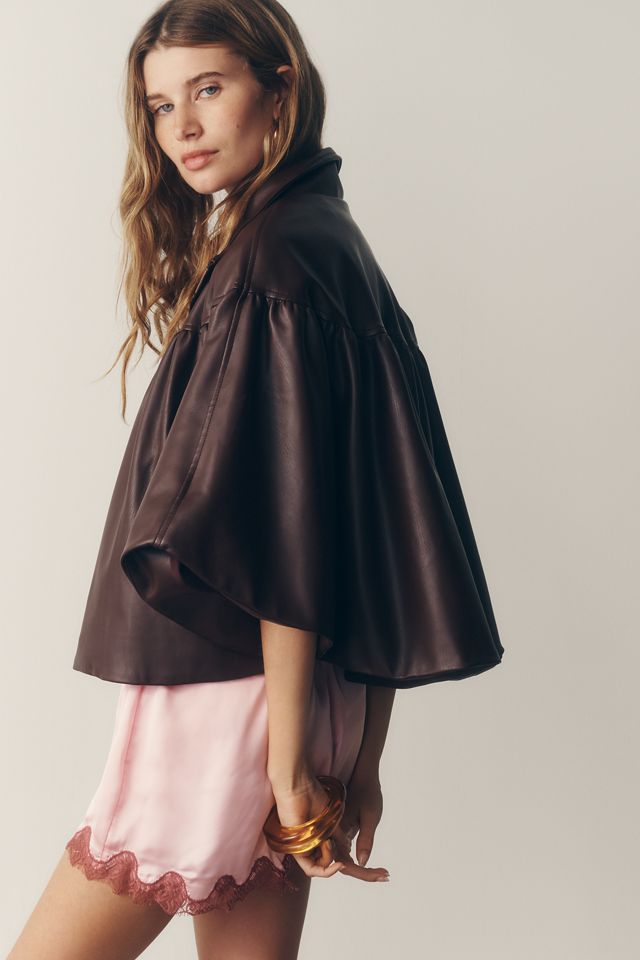 By Anthropologie Faux-Leather Funnel-Neck Jacket #2