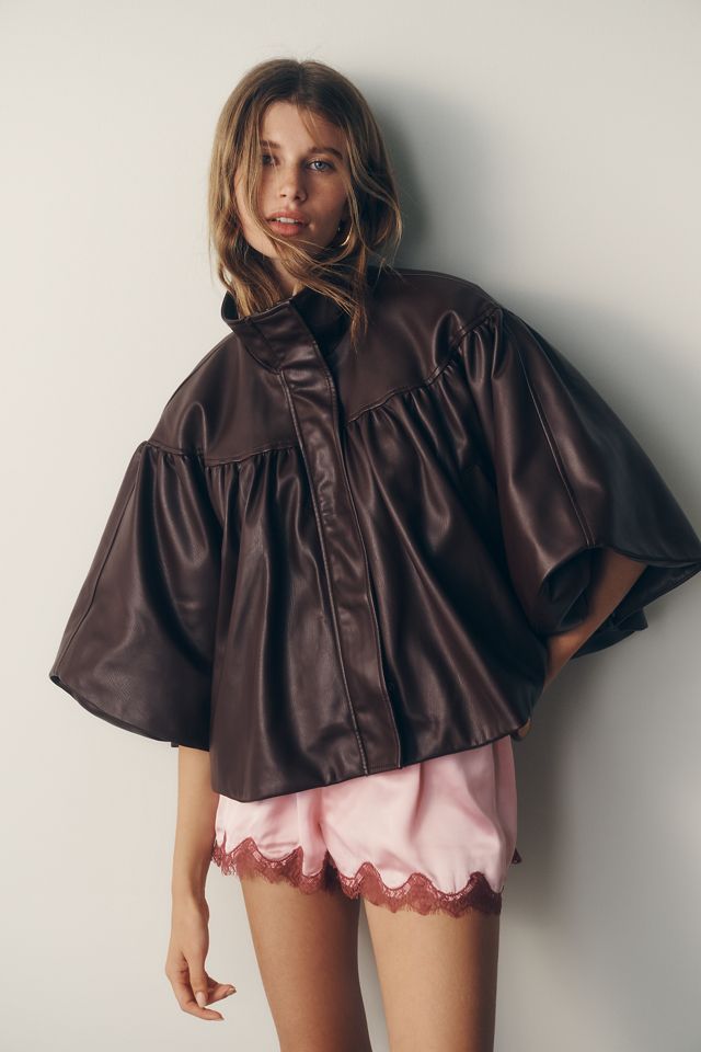 By Anthropologie Faux-Leather Funnel-Neck Jacket #1