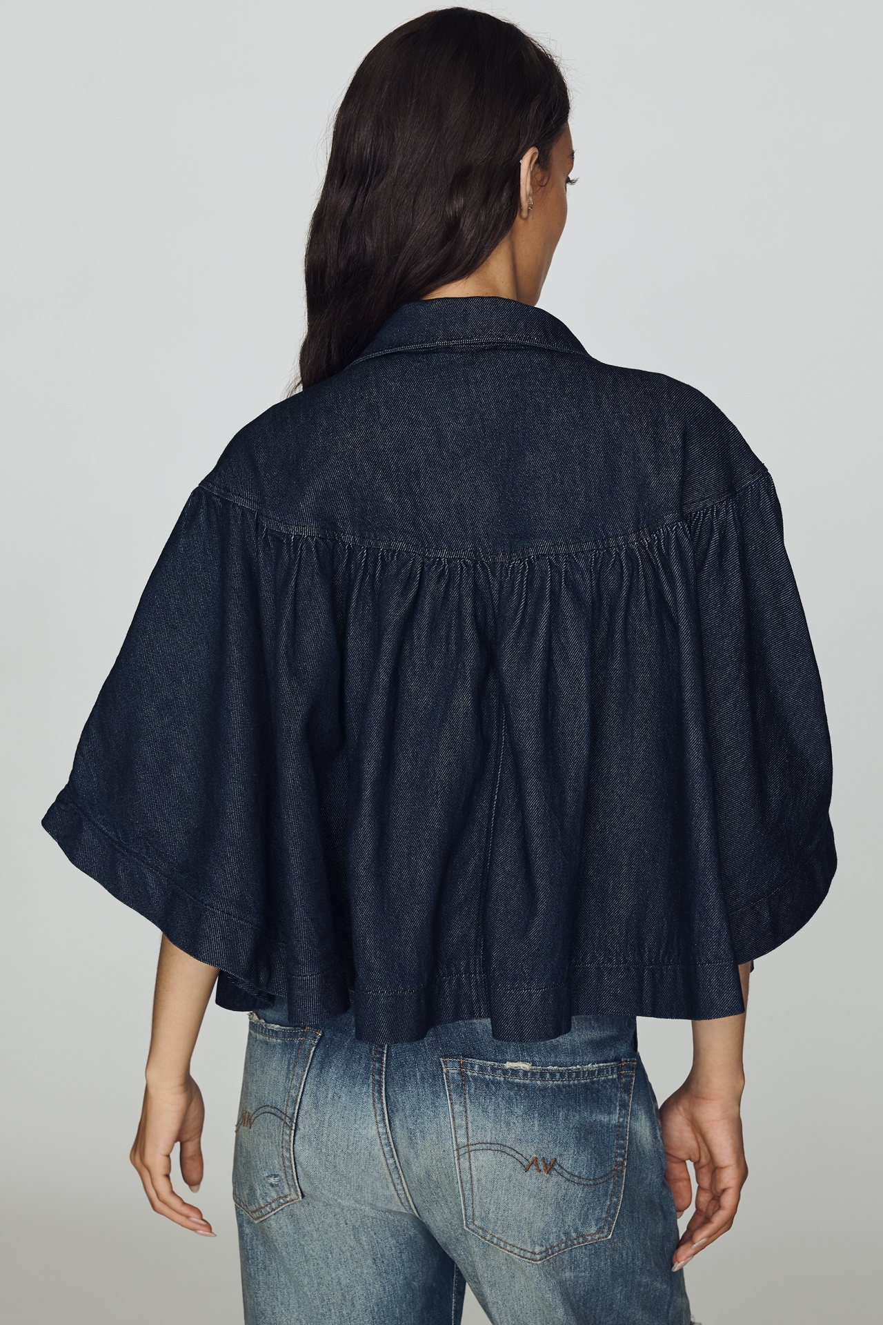 By Anthropologie Denim Funnel-Neck Jacket