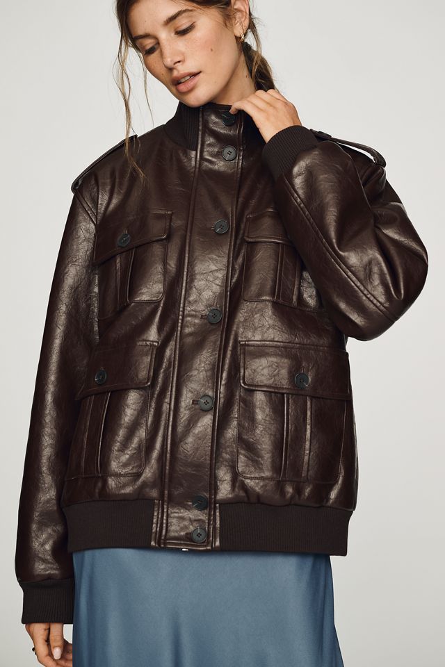 Maeve Faux-Leather Utility Jacket #1