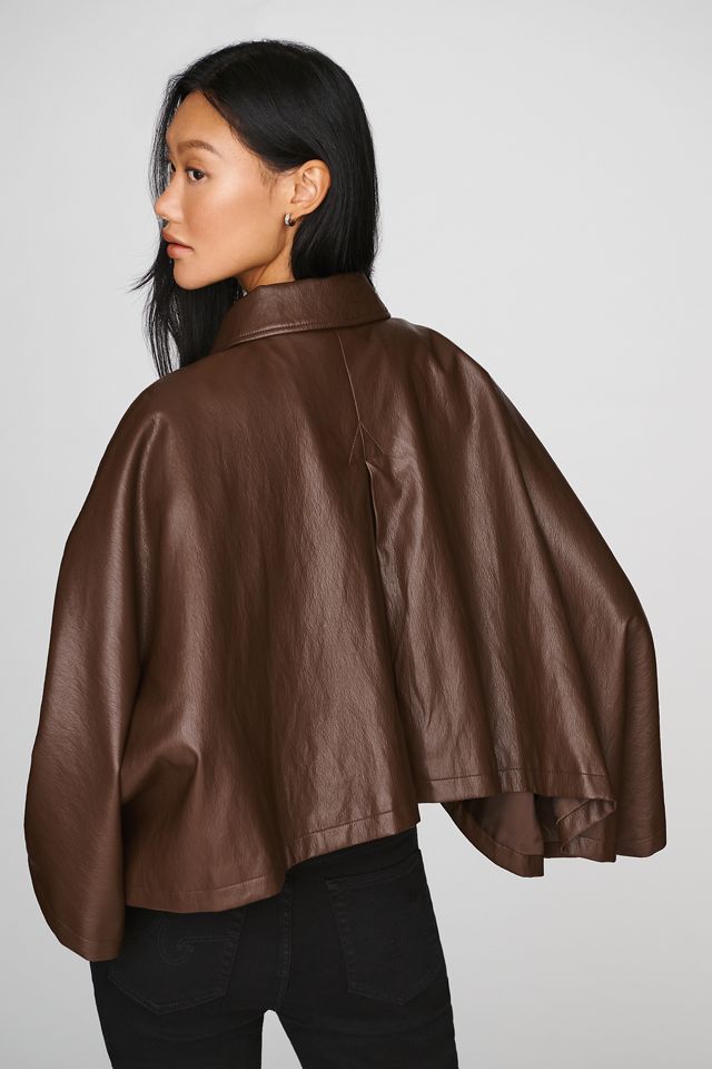 Maeve Faux-Leather Cape Jacket #1