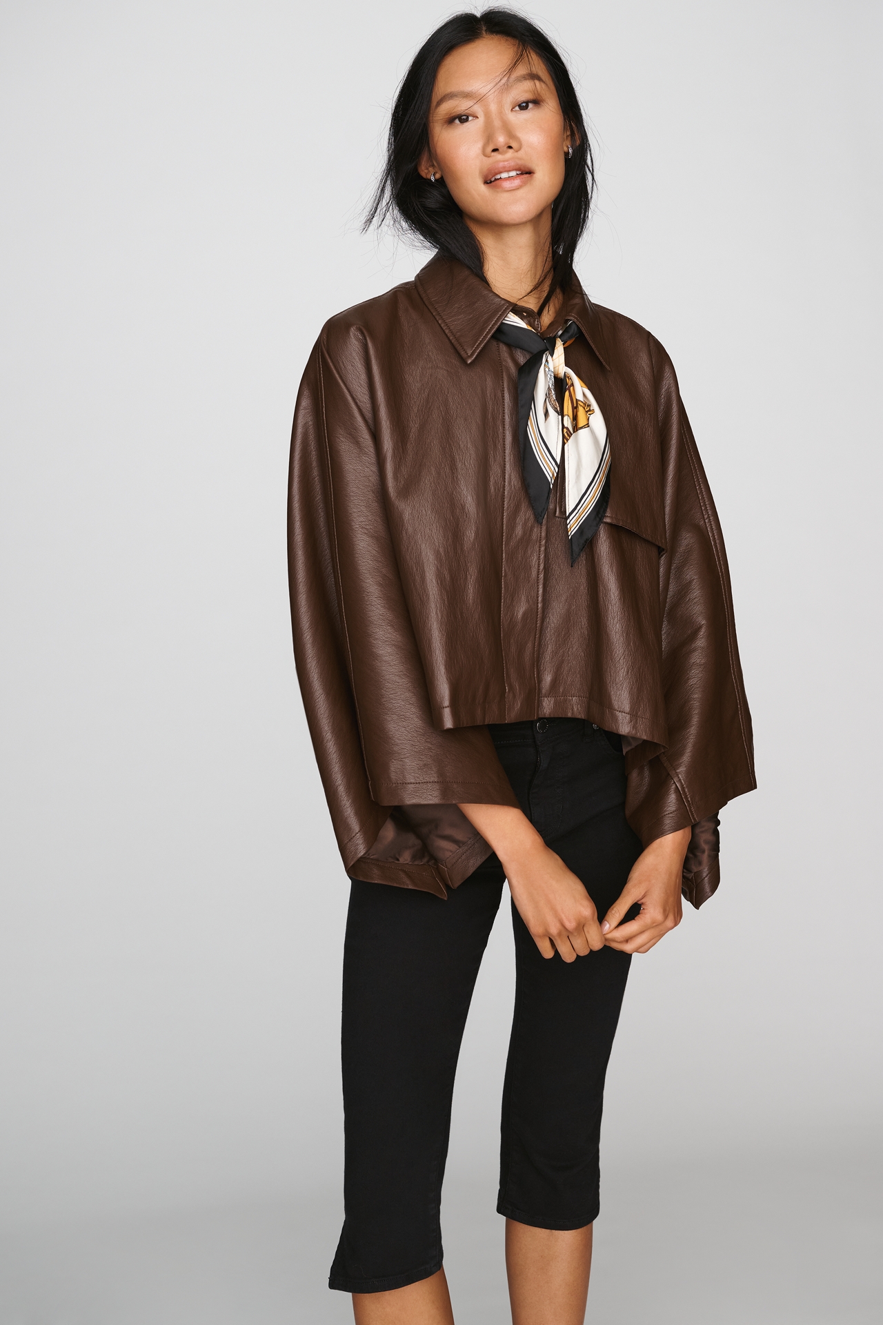 Maeve Faux-Leather Cape Jacket