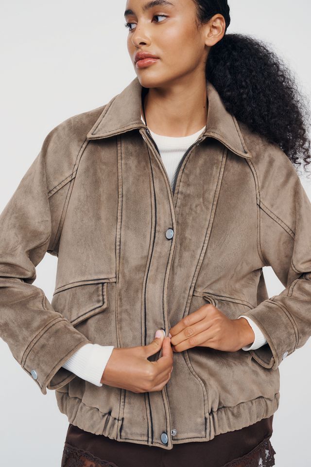 Pilcro Aviator Faux Suede Jacket #1