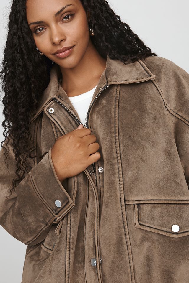 Pilcro Aviator Faux Suede Jacket #6