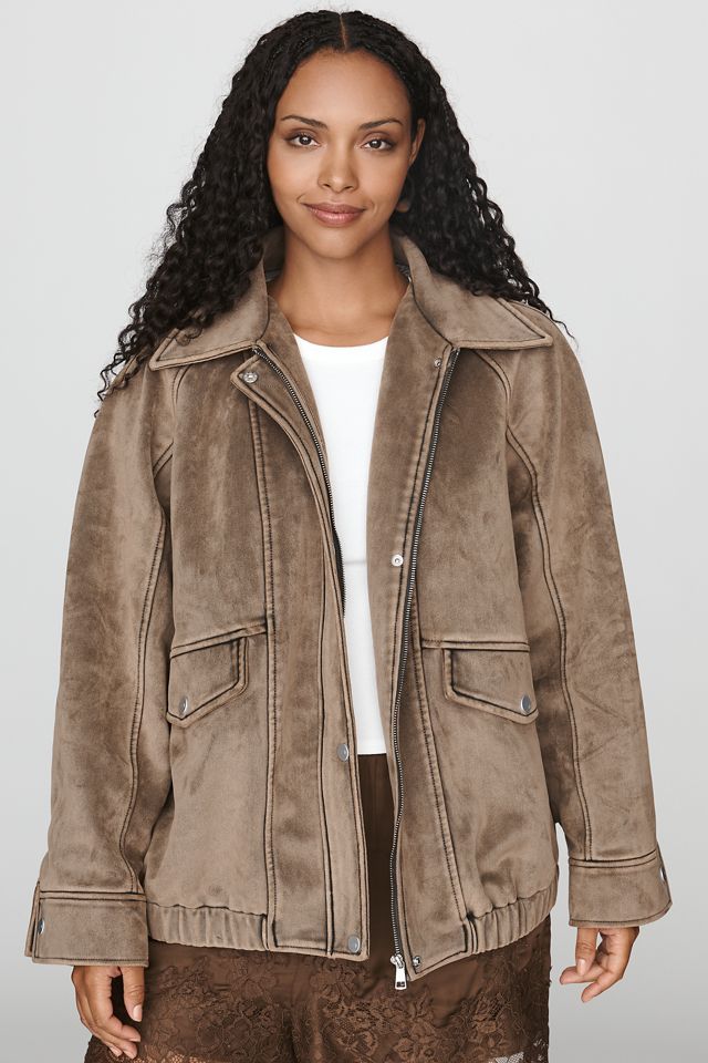 Pilcro Aviator Faux Suede Jacket #8