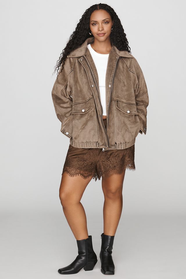 Pilcro Aviator Faux Suede Jacket #5