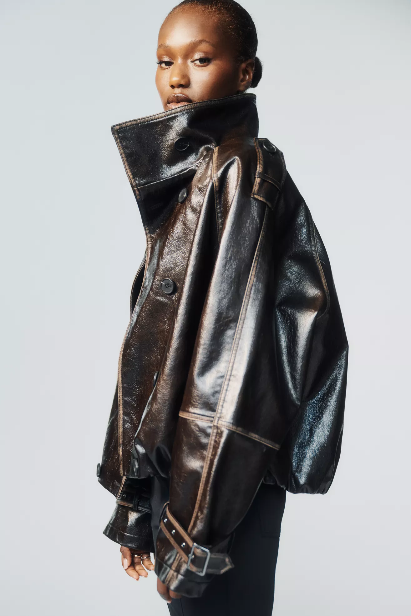 Pilcro Washed Faux Leather Jacket