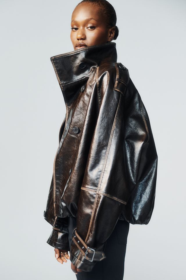 Pilcro Washed Faux-Leather Jacket #3