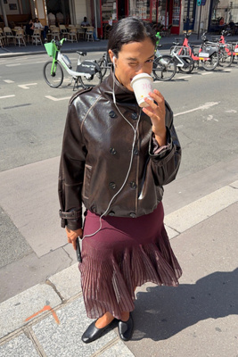Pilcro Washed Faux-leather Jacket In Brown