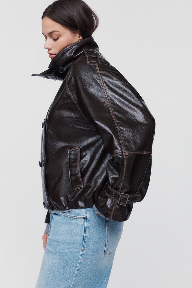 Pilcro Washed Faux-Leather Jacket #10