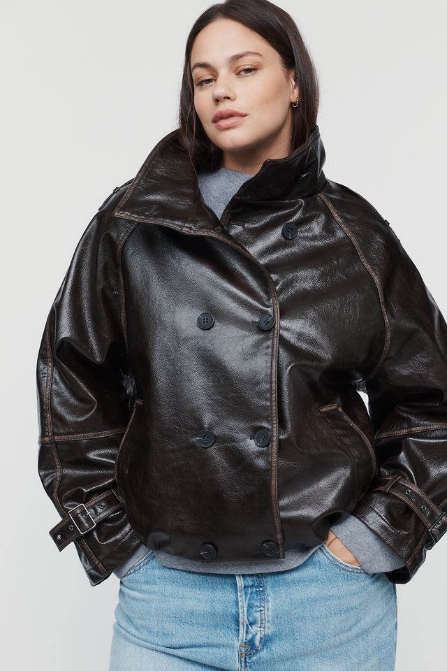 Pilcro Washed Faux-Leather Jacket #7