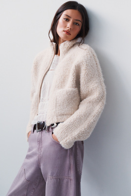 Pilcro Marlow Fleece Zip-Front Sweater by Anthropologie