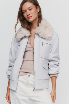Pilcro Faux Fur Collared Jacket | Anthropologie