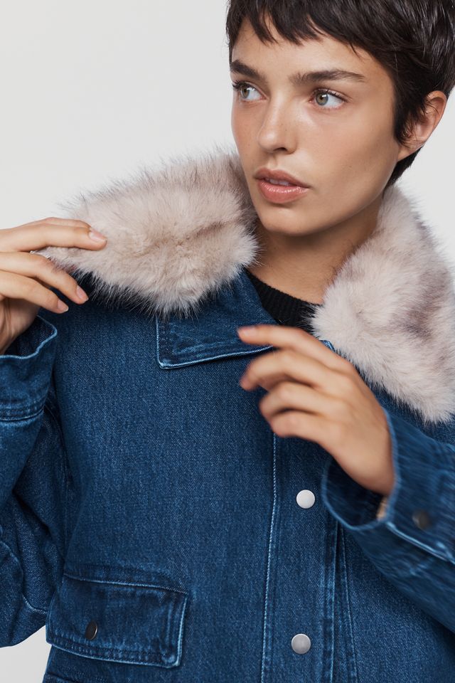Maeve Denim Faux-Fur Collar Barn Jacket #2