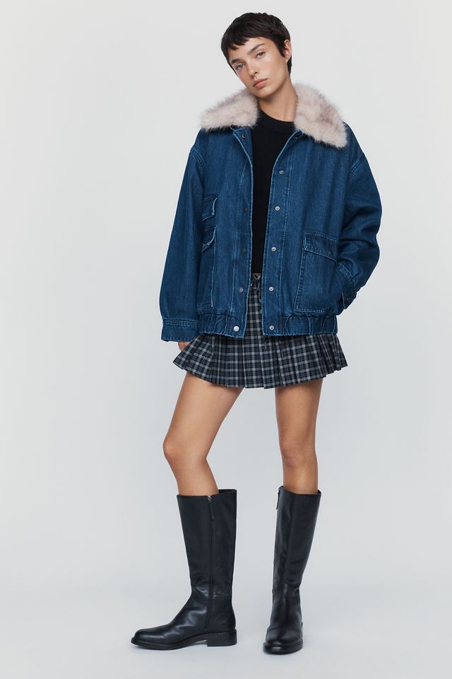 Maeve Denim Faux-Fur Collar Barn Jacket #3