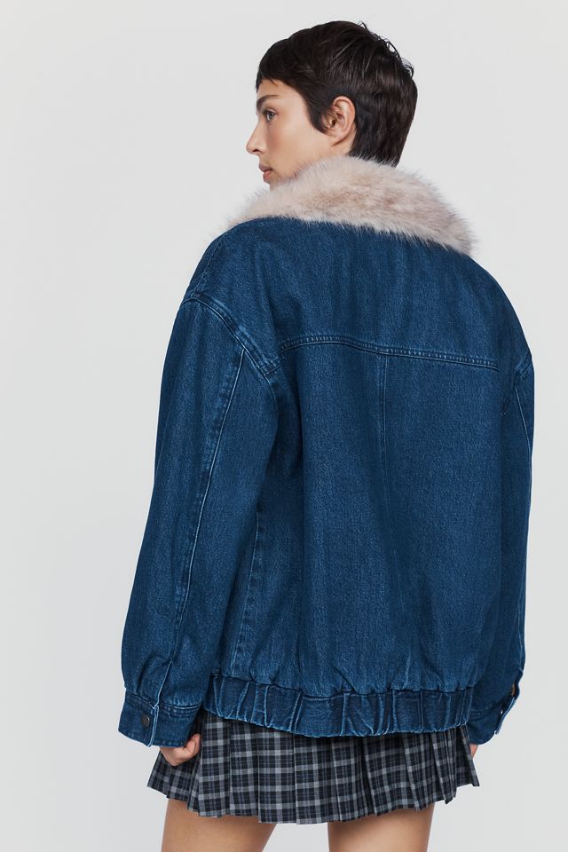 Maeve Denim Faux-Fur Collar Barn Jacket #5