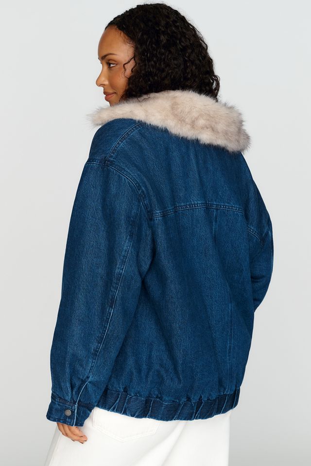Maeve Denim Faux Fur Collar Barn Jacket #10