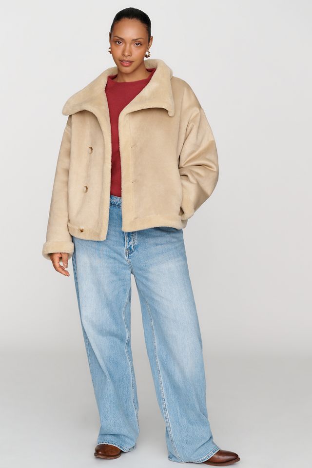 Maeve Funnel Neck Reversible Sherpa Fleece Jacket #7